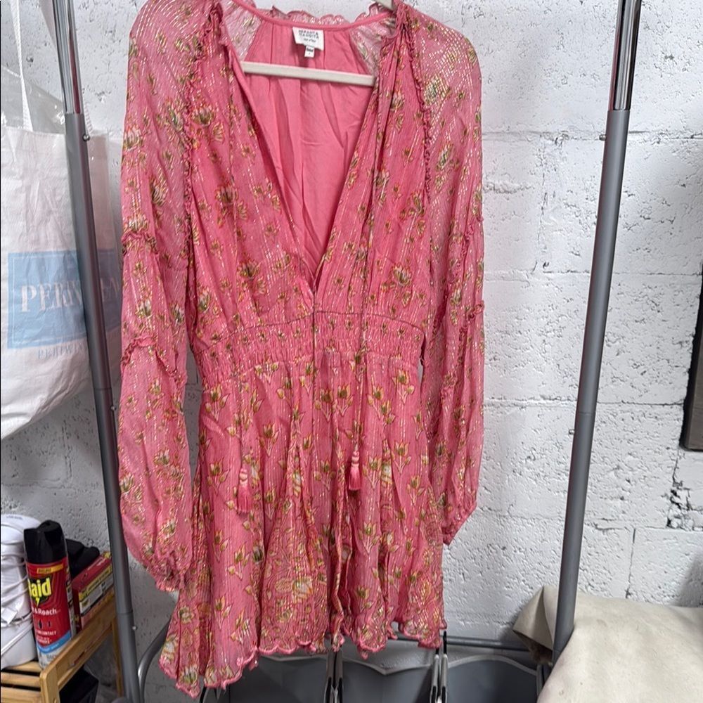 Pink Floral Long Sleeve Blouse - Hemant and Nandita - NWOT - Beautiful Dress